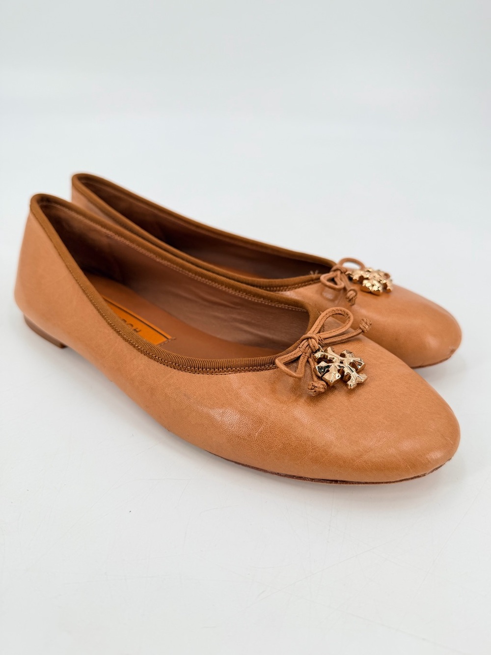 Tory Burch Charm Bow Ballet Flats Cognac 9